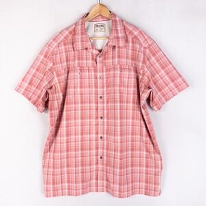 Lake & Trail Shirt Mens XL Red Plaid Button Up Short Sleeve Hiking Fishing